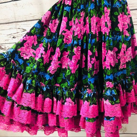 Betsey Johnson 100% Silk Floral Rose Strapless Babydoll Dress Lace Size 4 - Picture 9 of 13